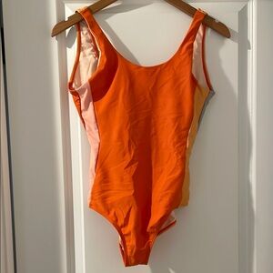Roolee orange colorblock one piece swimsuit size small